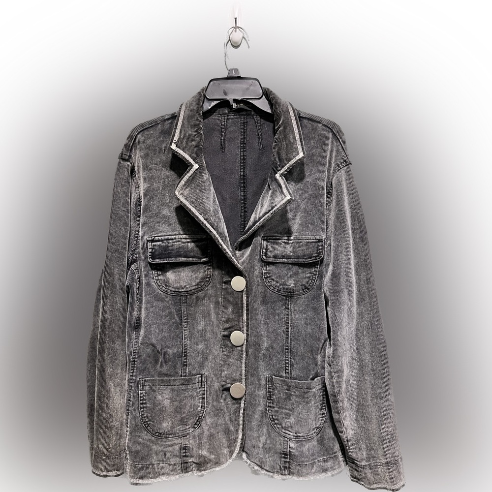 Dark Grey Corduroy Jacket By Ashley Stewart-Plus Size